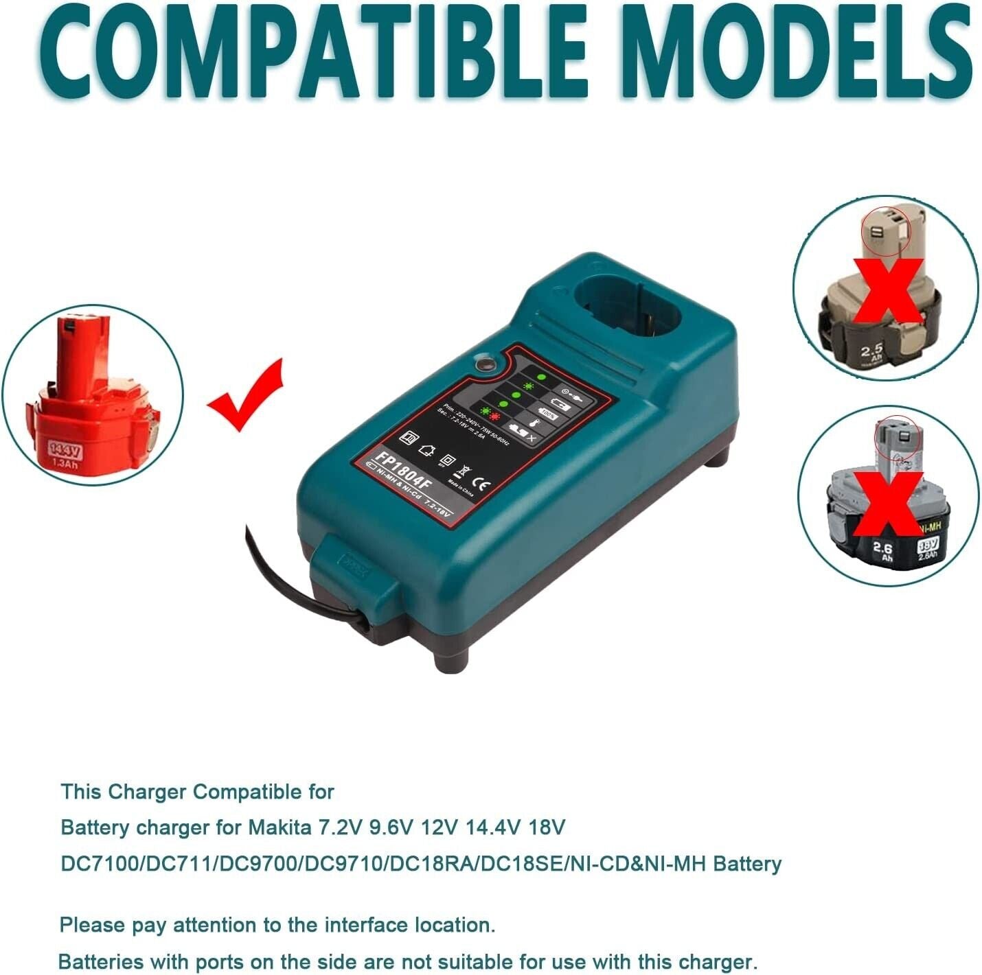 DC1804 DC1414F Charger for Makita 18V 14.4V 12V 9.6V Battery DC1804 DC1414F Charger for Makita 18V 14.4V 12V 9.6V Battery